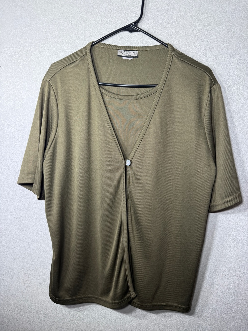 Notations Olive Green 2 Piece Cardigan & Tee Set Y2K Vintage